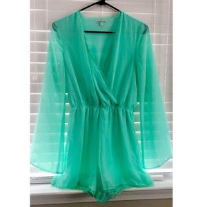 Chiffon sea green romper
